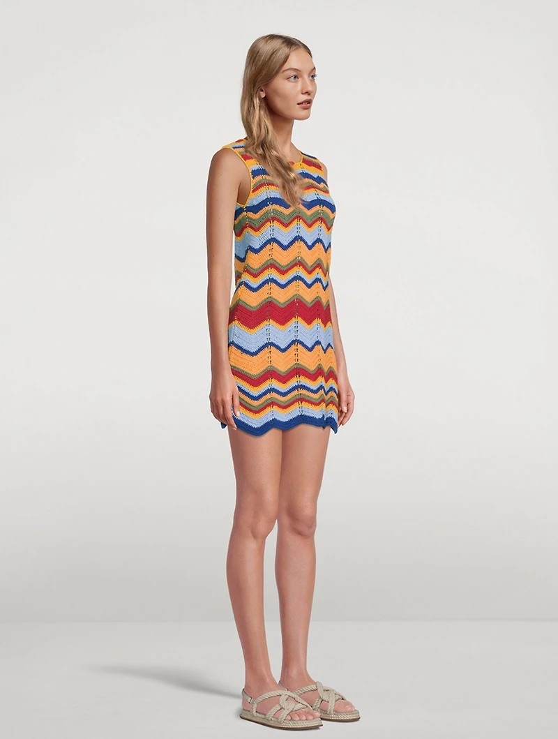 Juni Cotton Crochet Sleeveless Mini Dress