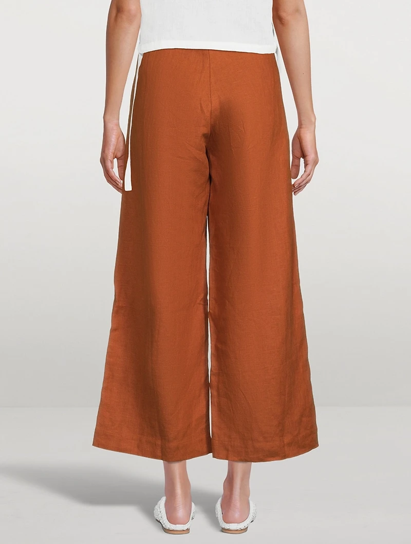 Louise Linen High-Waisted Wide Pants