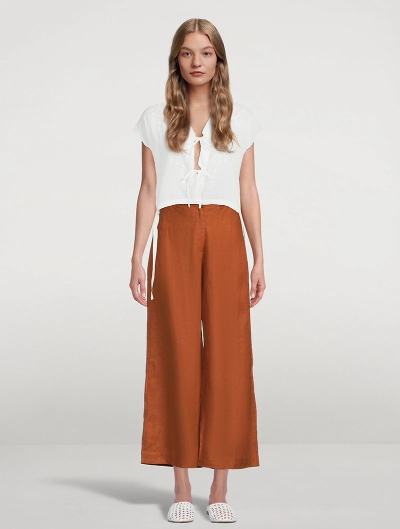 Louise Linen High-Waisted Wide Pants
