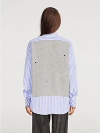 Spliced Cotton Shirt Stripe Print