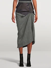 Herringbone Wool Midi Skirt