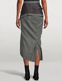 Herringbone Wool Midi Skirt