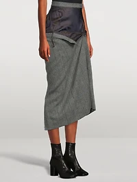 Herringbone Wool Midi Skirt