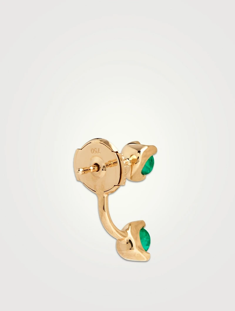 18K Gold Emerald Orbit Earring