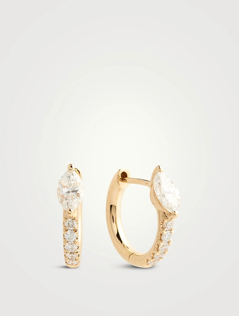 Bobbi 18K Gold Huggie Hoop Earrings With Marquis Diamonds