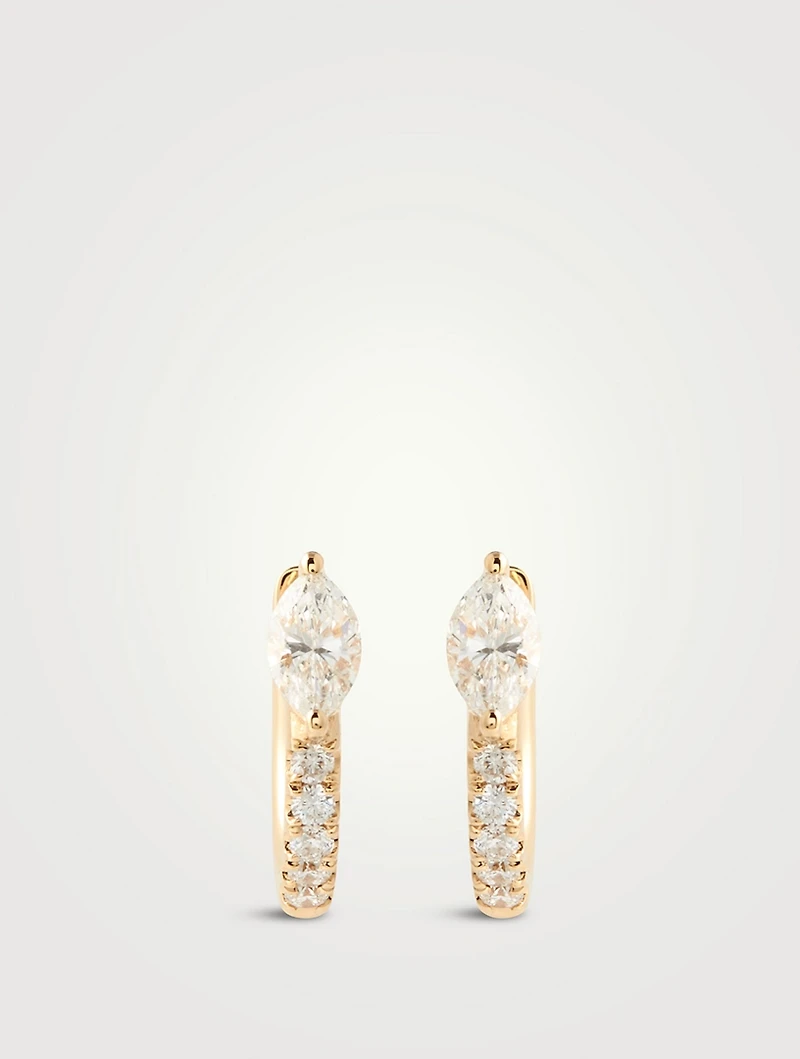 Bobbi 18K Gold Huggie Hoop Earrings With Marquis Diamonds