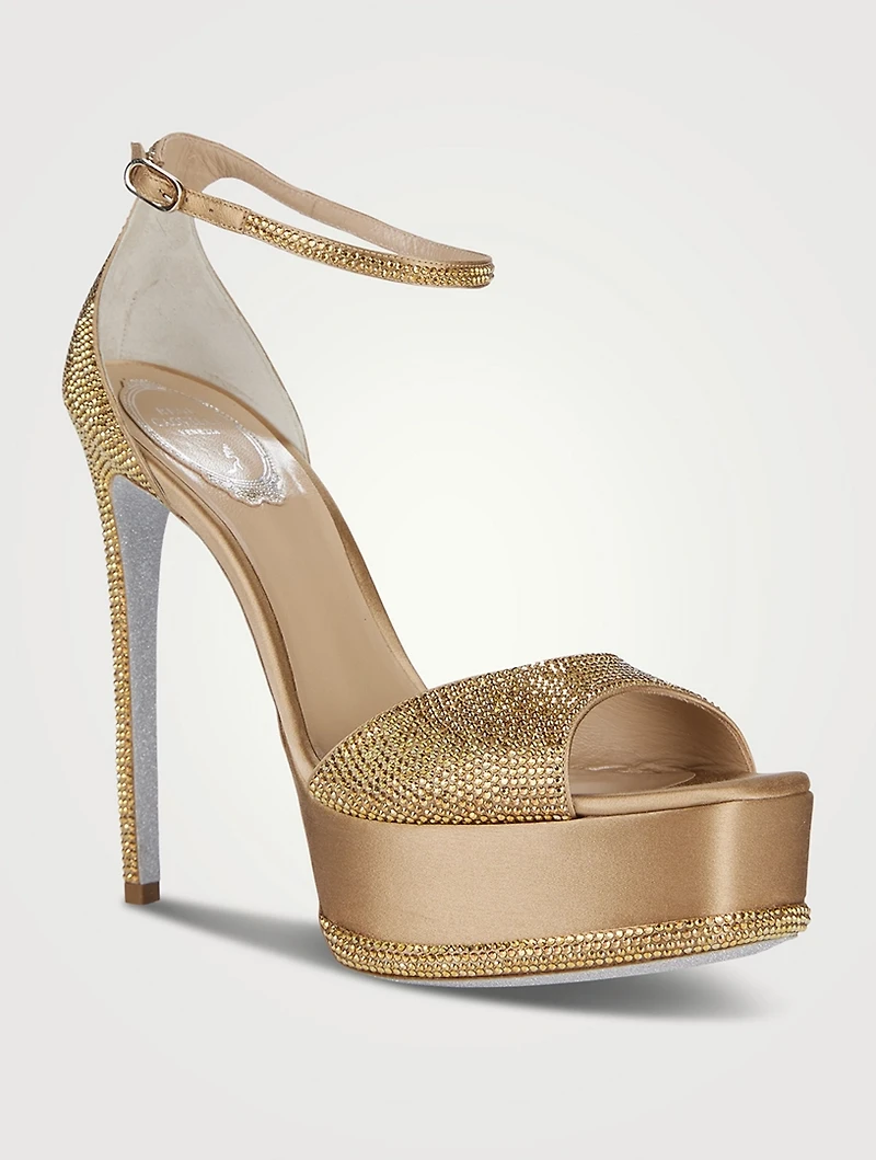 Crystal Satin Platform Sandals