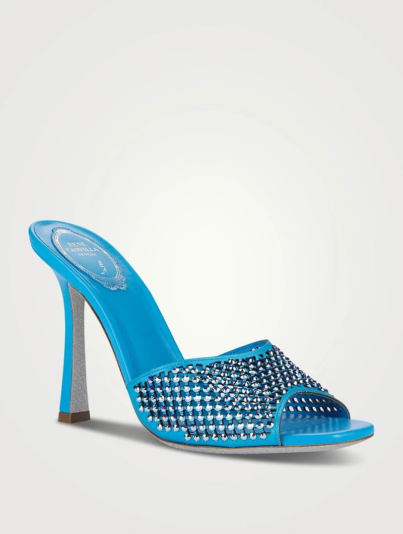 Ginger Crystal Satin Mules