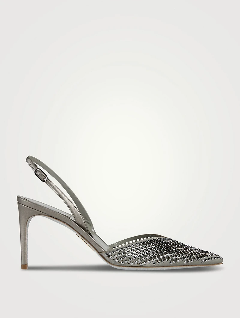 Ginger Crystal Leather Slingback Pumps