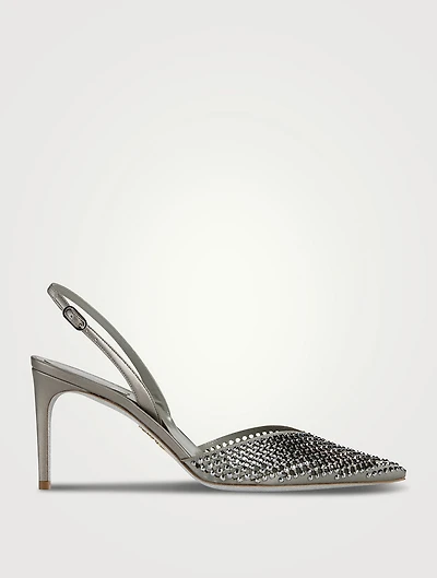 Ginger Crystal Leather Slingback Pumps