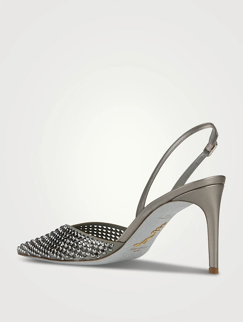Ginger Crystal Leather Slingback Pumps