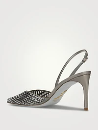 Ginger Crystal Leather Slingback Pumps