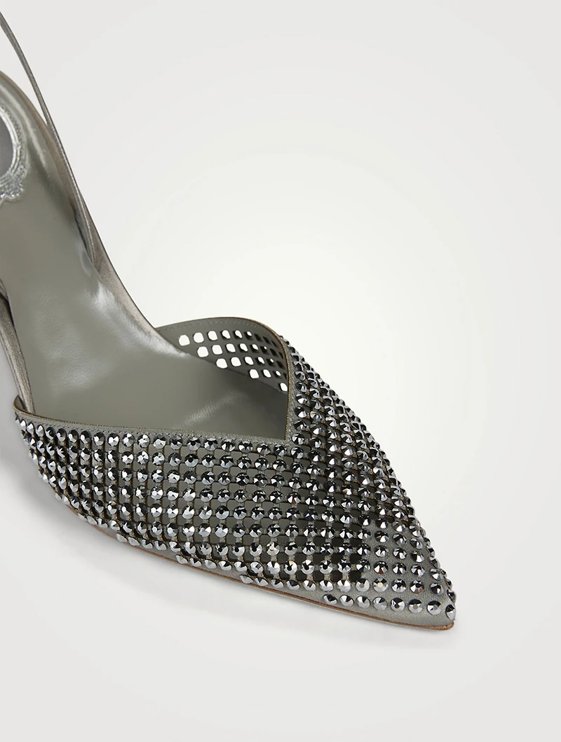 Ginger Crystal Leather Slingback Pumps