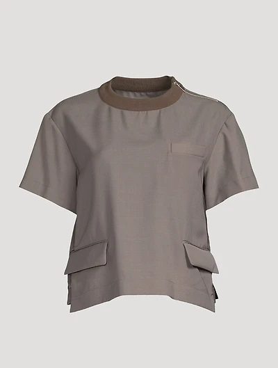 Wool-Blend Flap Pocket T-Shirt