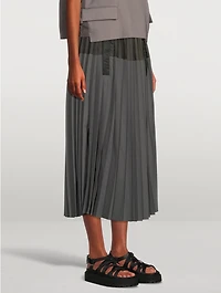 Mixed-Media Pleated Midi Skirt