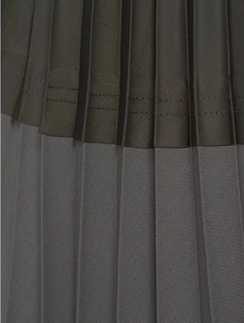 Mixed-Media Pleated Midi Skirt