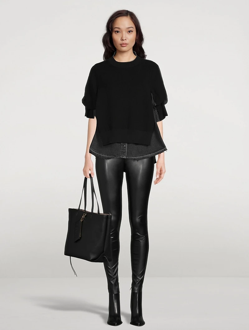 Knit And Denim Pullover