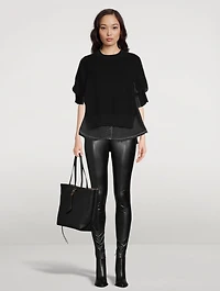 Knit And Denim Pullover