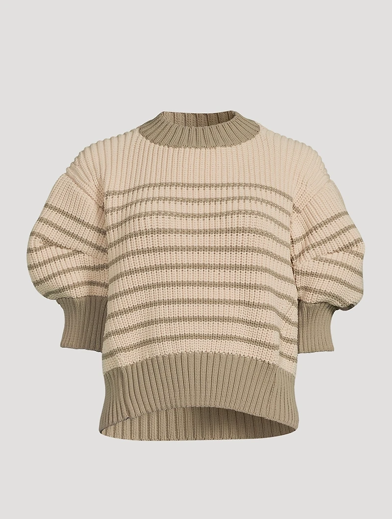 Short-Sleeve Striped Sweater