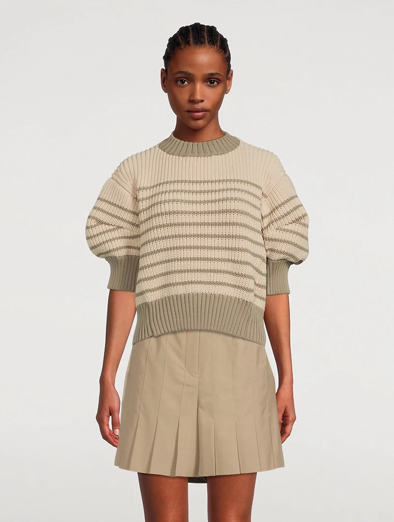 Short-Sleeve Striped Sweater