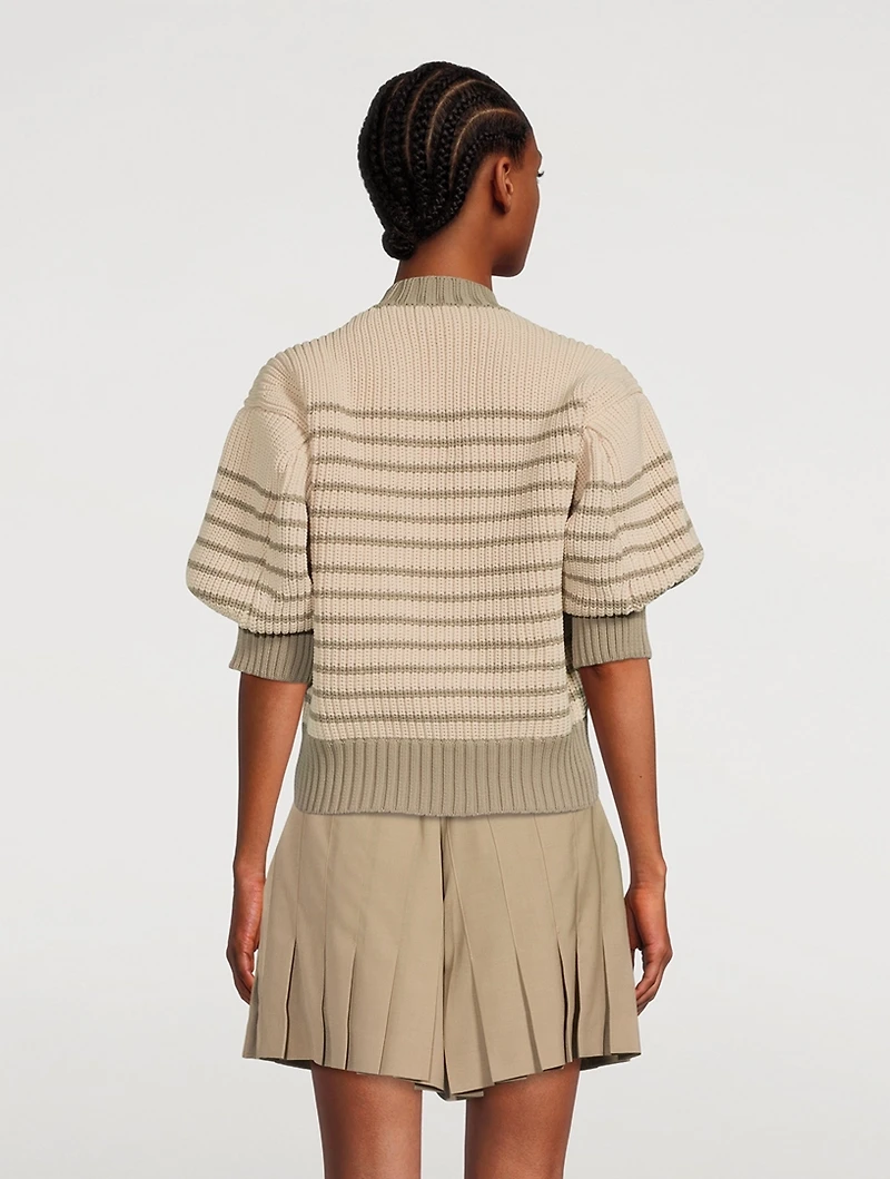 Short-Sleeve Striped Sweater