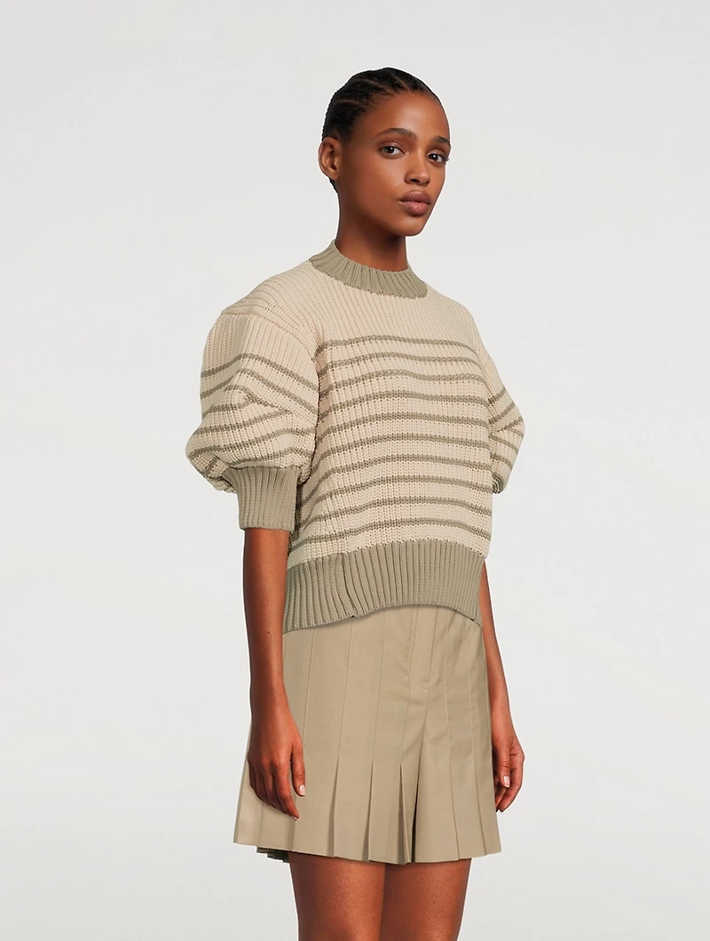 Short-Sleeve Striped Sweater