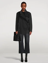 Belted Blazer Chalk Stripe Print