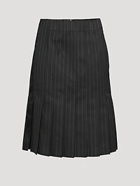 Pleated Midi Skirt Chalk Stripe Print