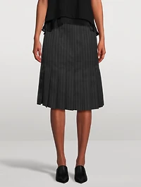 Pleated Midi Skirt Chalk Stripe Print