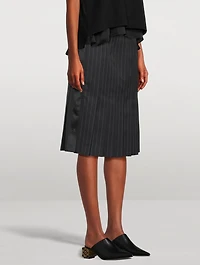 Pleated Midi Skirt Chalk Stripe Print