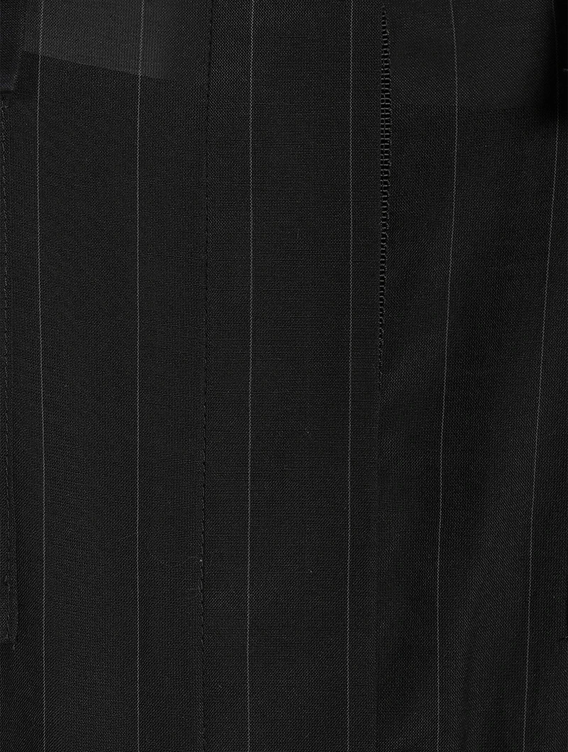 Belted Midi Dress Chalk Stripe Print