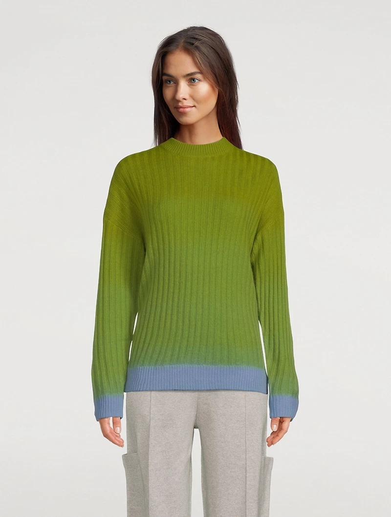 Dip-Dyed Wool Cashmere Turtleneck Sweater