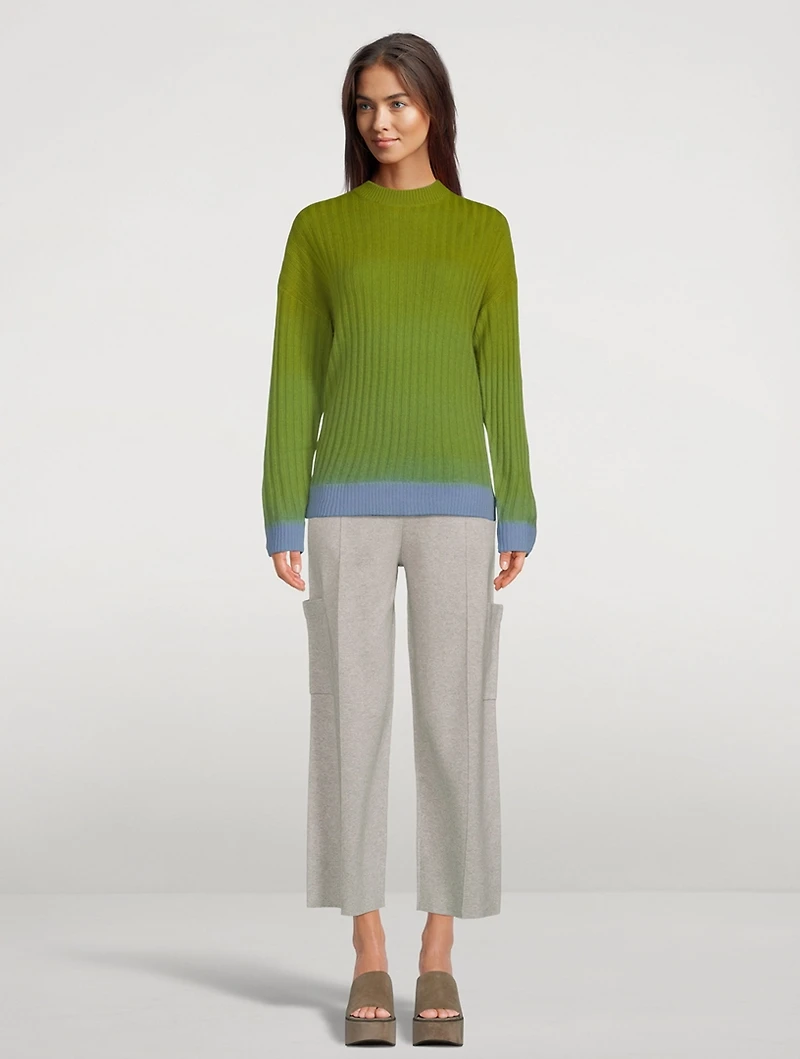 Dip-Dyed Wool Cashmere Turtleneck Sweater