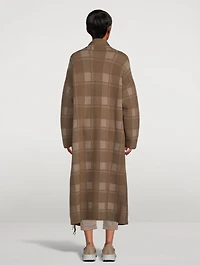 Wool Jacquard Fringed Coat Plaid