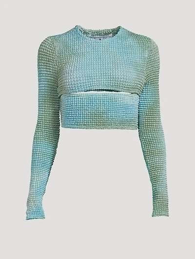 Smocked Tie-Dye Cut-Out Top