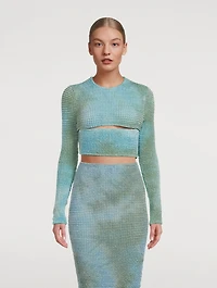 Smocked Tie-Dye Cut-Out Top