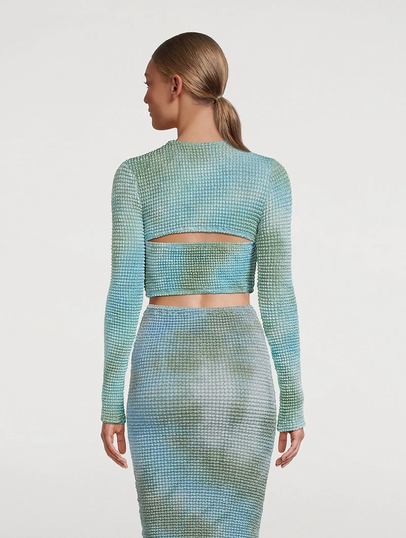 Smocked Tie-Dye Cut-Out Top
