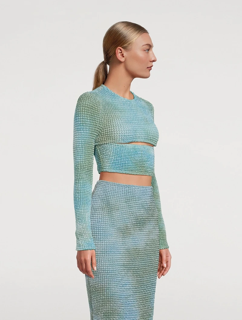 Smocked Tie-Dye Cut-Out Top