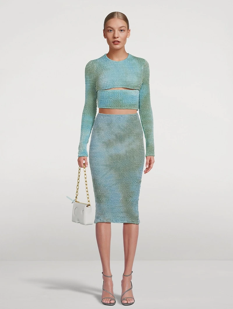 Smocked Tie-Dye Cut-Out Top