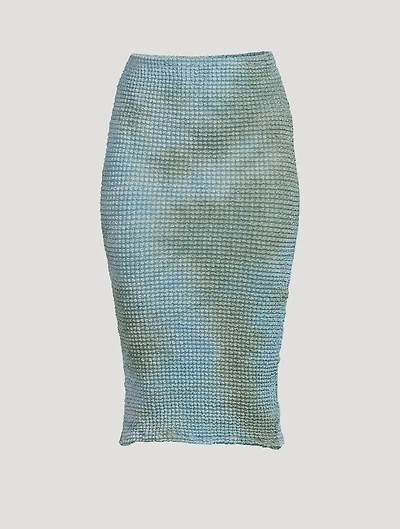 Smocked Tie-Dye Pencil Skirt