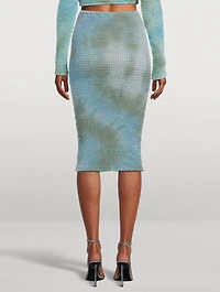 Smocked Tie-Dye Pencil Skirt
