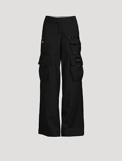 Wide-Leg Wool Cargo Pants