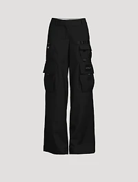 Wide-Leg Wool Cargo Pants