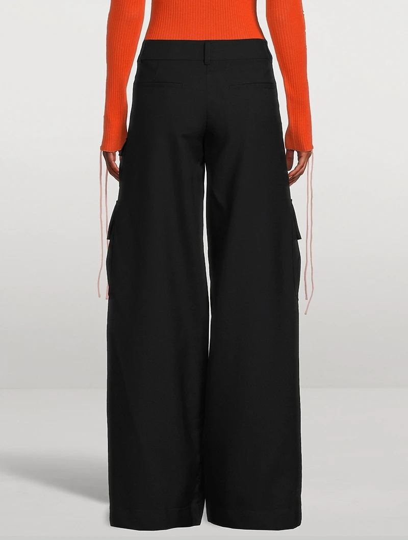 Wide-Leg Wool Cargo Pants