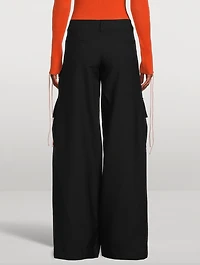 Wide-Leg Wool Cargo Pants