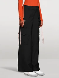 Wide-Leg Wool Cargo Pants