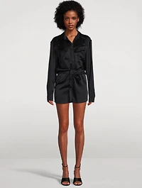 Twist Satin Shirt Dress