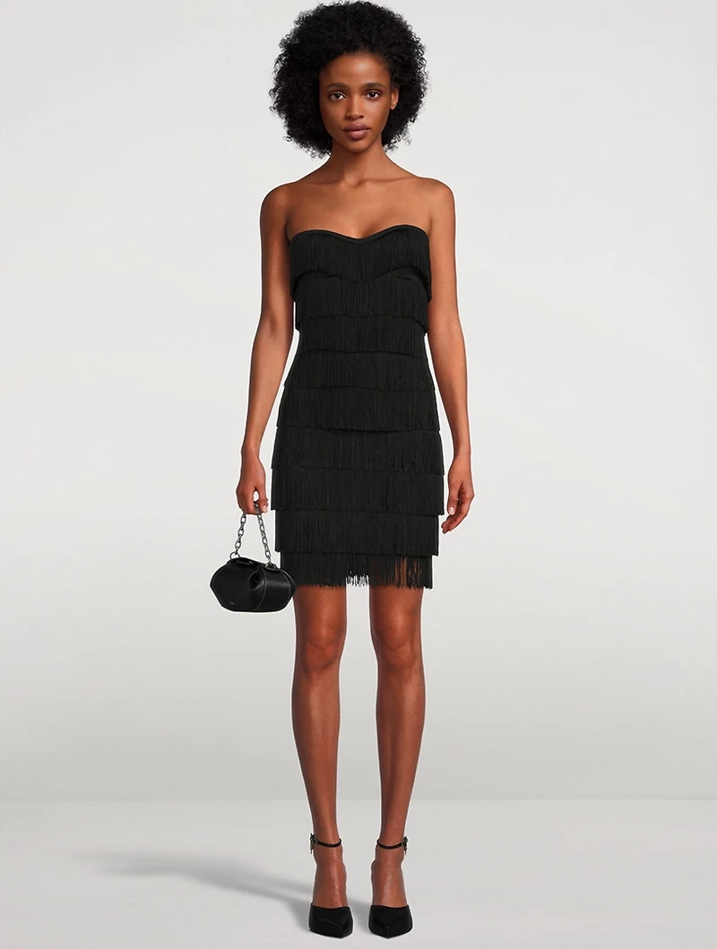 Strapless Fringe Mini Dress