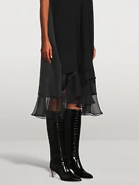 Croc-Embossed Leather Knee-High Boots
