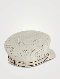 Abby Herringbone Straw Baker Boy Cap